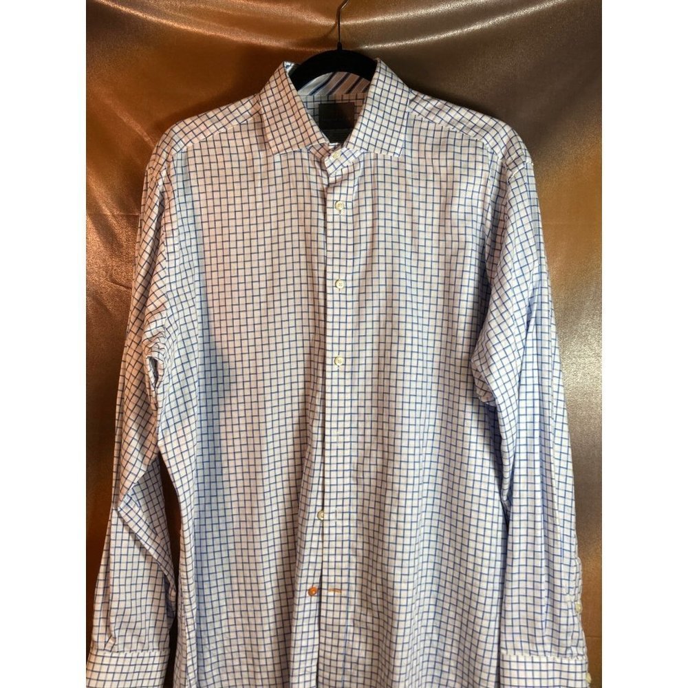 Thomas Dean button down check blue dress‎ Shirt size M. Box W